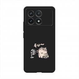 Матовый силиконовый чехол Котик с вентилятором на Xiaomi Redmi K70 5G