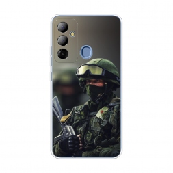 Силиконовый чехол Солдат на Tecno Pop 6 Go