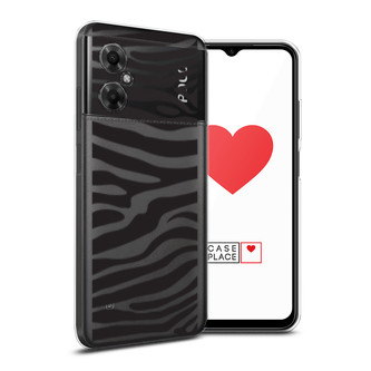 Силиконовый чехол Окрас зебры черный на Xiaomi Poco M4 5G