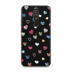 Силиконовый чехол Нежные сердечки рисунок на Nokia X71