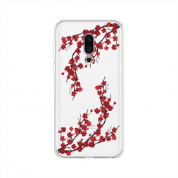 Силиконовый чехол Красная сакура на Meizu 16