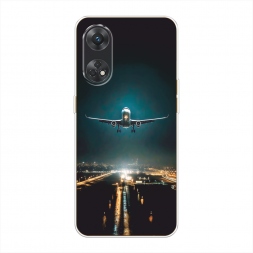 Силиконовый чехол Самолет в ночном небе на Oppo Reno 8T 4G