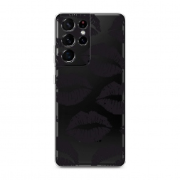 Силиконовый чехол Чёрная помада паттерн на Samsung Galaxy S21 Ultra