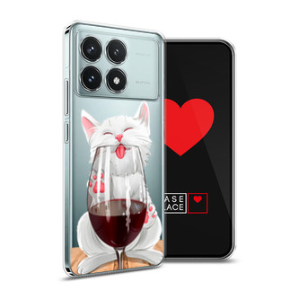 Силиконовый чехол Кот с бокалом на Xiaomi Redmi K70 5G