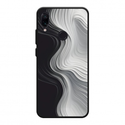 Матовый силиконовый чехол Чёрно-белые волны на Xiaomi Redmi 7