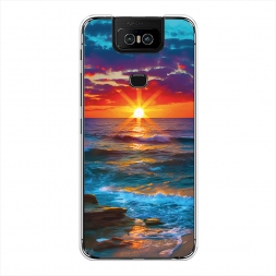 Силиконовый чехол Море на фоне заката на Asus Zenfone 6 ZS630KL