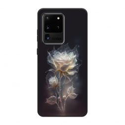 Матовый силиконовый чехол Белая фантазийная роза на Samsung Galaxy S20 Ultra