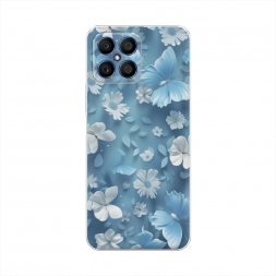 Силиконовый чехол Голубые глазурные цветы на Honor X8