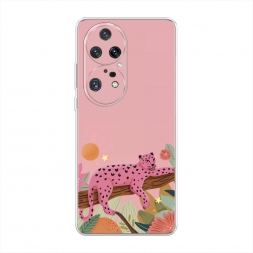 Силиконовый чехол Розовый леопард на дереве 1 на Huawei P50 Pro