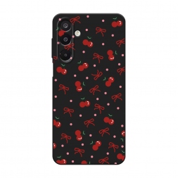 Матовый силиконовый чехол Вишни и ленточки на Samsung Galaxy M16
