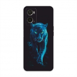 Силиконовый чехол Пантера в лунном свете на Oppo A96 4G