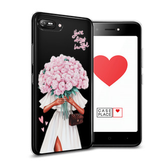 Силиконовый чехол Девушка с букетом пионов на Itel A35
