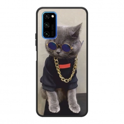 Матовый силиконовый чехол Стильный кот на Huawei Honor View 30 Pro