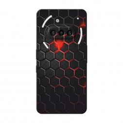 Матовый силиконовый чехол Фон соты красные на Nothing Phone 3a