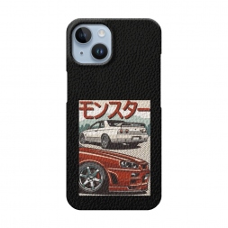 Кожаный черный Monster car на iPhone 14