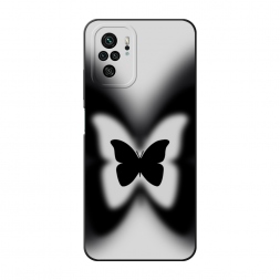 Матовый силиконовый чехол Монохромная бабочка на Xiaomi Redmi Note 10