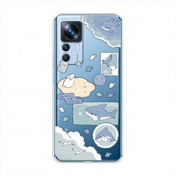 Силиконовый чехол Крольчонок и акула на Xiaomi 12T