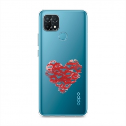 Силиконовый чехол Сердечко из поцелуев на Oppo A15s