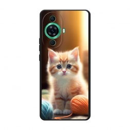 Матовый силиконовый чехол Рыжий котёнок с клубком на Huawei Nova 11 Pro