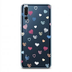 Силиконовый чехол Нежные сердечки рисунок на Huawei P20 Pro