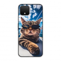 Силиконовый чехол Кот в солнечных очках на Google Pixel 4