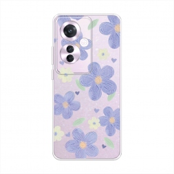 Силиконовый чехол Синие цветочки рисунок на Oppo Reno 11F