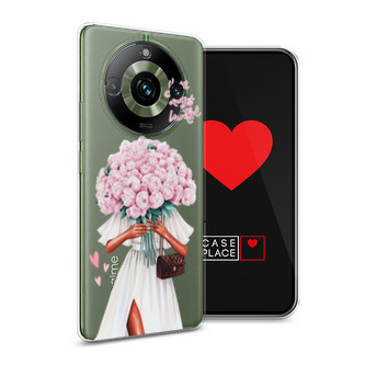 Силиконовый чехол Девушка с букетом пионов на Realme 11 Pro