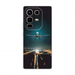 Силиконовый чехол Самолет в ночном небе на Infinix Note 50 pro
