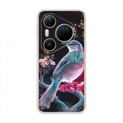 Силиконовый чехол Птица на цветущем дереве на Huawei Pura 80 Ultra