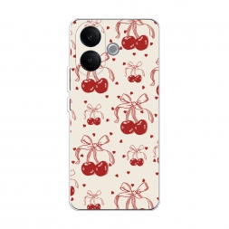 Силиконовый чехол Вишни с бантиком паттерн 1 на Vivo V60 lite 5G