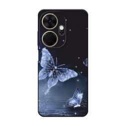 Матовый силиконовый чехол Кристальные бабочки на Itel P55+ 4G