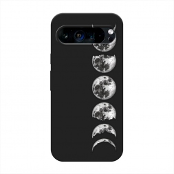 Матовый силиконовый чехол Фазы луны на Google Pixel 9 Pro XL