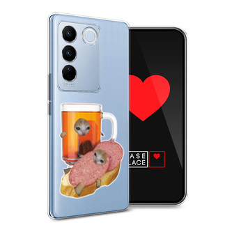 Силиконовый чехол Котёнок бутерброд на Vivo V27 Pro