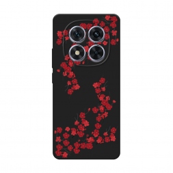 Матовый силиконовый чехол Красная сакура на Xiaomi Poco X7