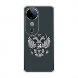 Силиконовый чехол Герб России серый на Vivo V40