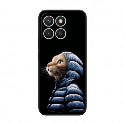 Матовый силиконовый чехол Кот в капюшоне на Honor X8c