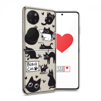 ����������� ����� Black cat doodles �� Huawei P50 pocket