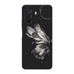Матовый силиконовый чехол Чернильная бабочка на Huawei Nova Y70