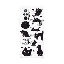 Soft touch ����� Black cat doodles �� Xiaomi Redmi Note 10 Pro