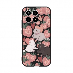 Матовый силиконовый чехол Клубничные котики на POCO F8 PRO 5G