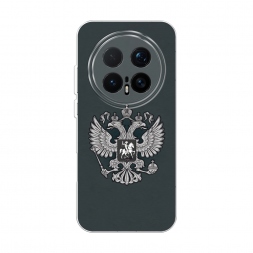 Силиконовый чехол Герб России серый на Honor Magic 8 Pro