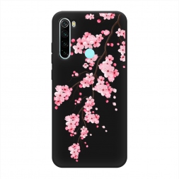 Матовый силиконовый чехол Розовая сакура на Xiaomi Redmi Note 8