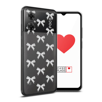 Силиконовый чехол Белые бантики на Xiaomi Poco M4 5G
