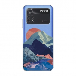 Силиконовый чехол Закат в снежных горах на Xiaomi Poco M4 Pro 4G