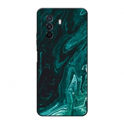 Матовый силиконовый чехол Мрамор изумруд на Huawei Nova Y70
