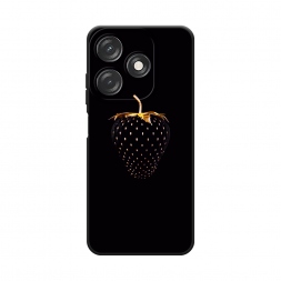 Матовый силиконовый чехол Черно-золотая клубника на Tecno Spark 10 4G