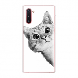 Силиконовый чехол Кот рисунок черно-белый на Samsung Galaxy Note 10