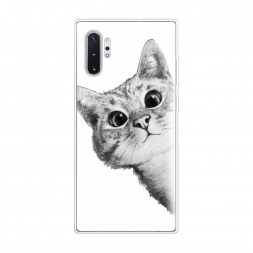 Силиконовый чехол Кот рисунок черно-белый на Samsung Galaxy Note 10 Plus