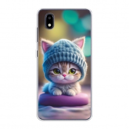 Силиконовый чехол Котик в голубой шапочке на ZTE Blade A3 (2020)