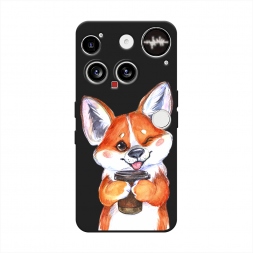 Матовый силиконовый чехол Корги с кофе на Nothing Phone 3